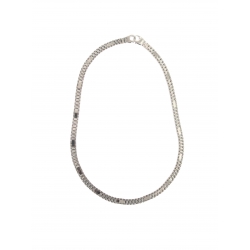 14Kt White Gold Satin & Shiny Panther Link Necklace (28.60gr)